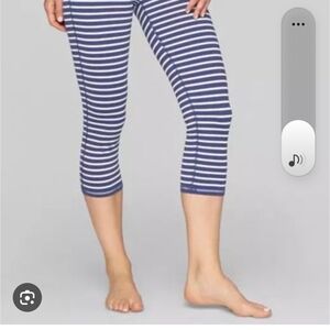 Athleta Blue and White Striped Leggings